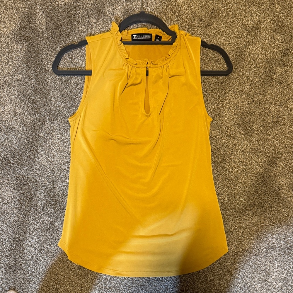 Keyhole Mustard Sleeveless Blouse